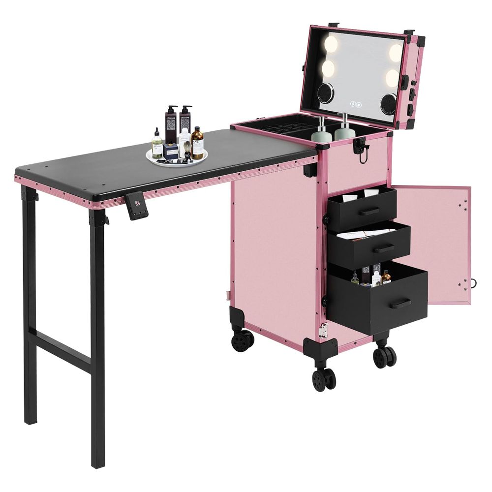 Beauty Makeup Trolley - Drawers Rolling Makeup Train Case, 4