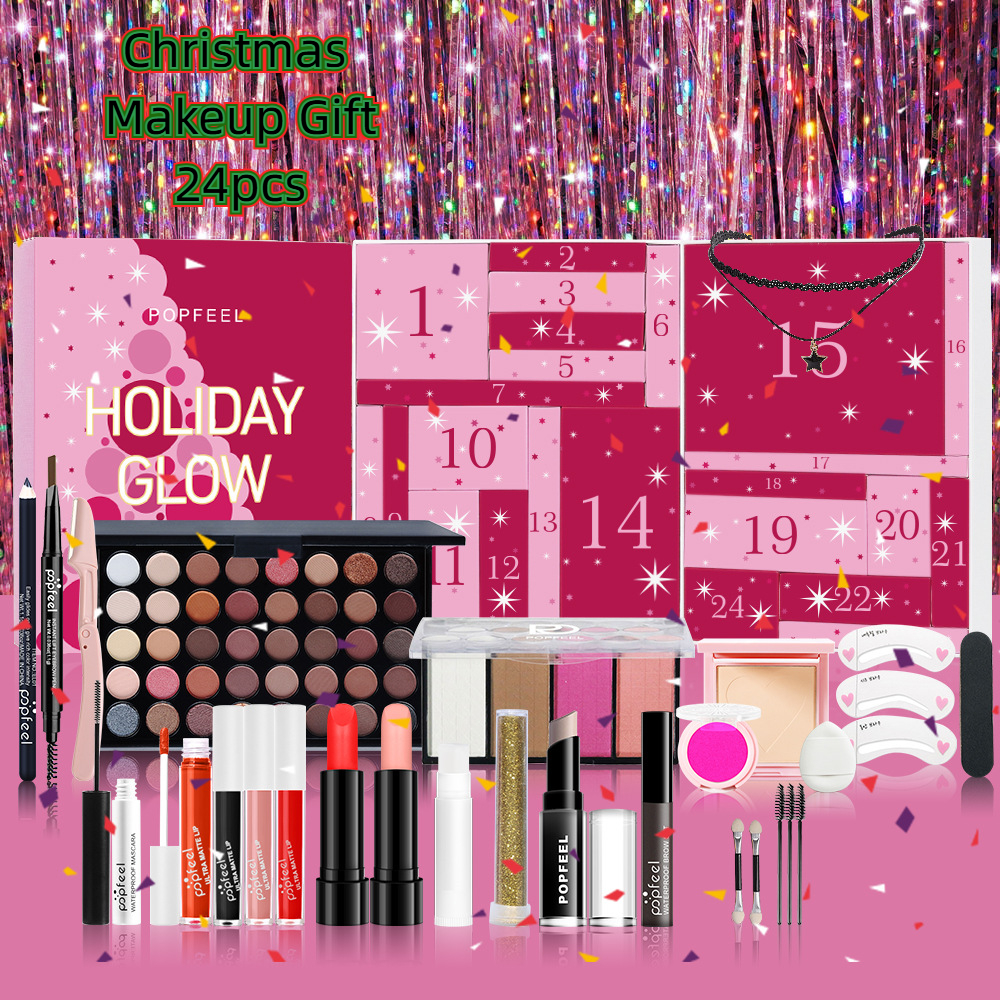 Beauty Makeup Advent Calendar - Christmas Countdown Makeup Set 24pcs Lipstick