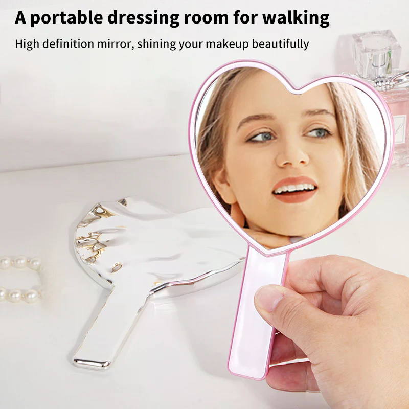 Beauty Love Makeup - 1Pcs Handheld Makeup Mirror Love Heart
