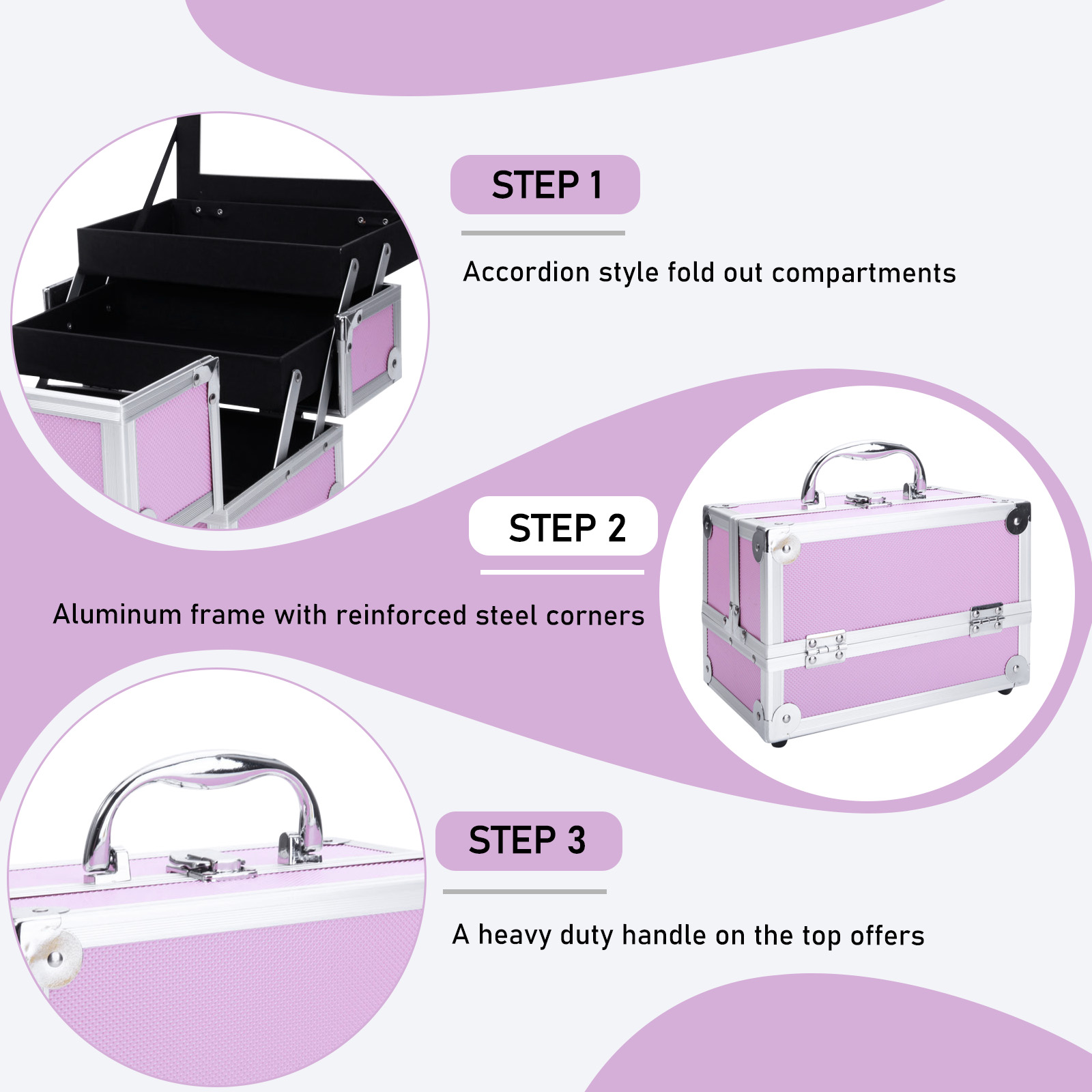 Pink Aluminum Alloy Makeup Cas - Beauty Makeup Salon reseña y precio
