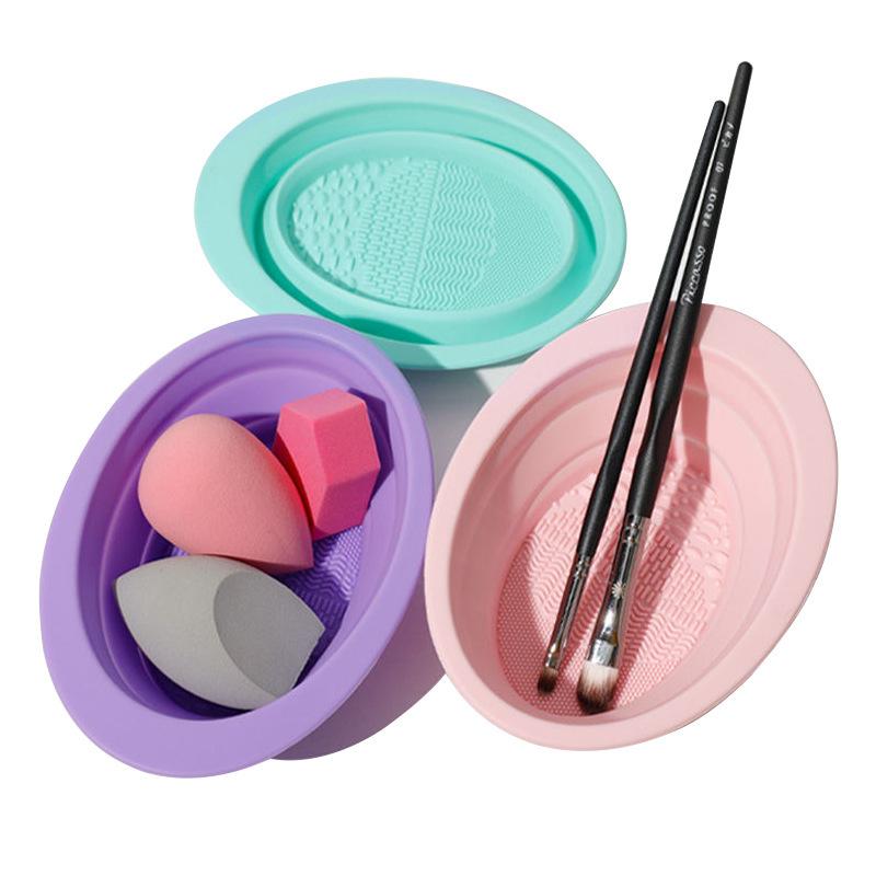 Folding Powder Puff Cleaning B - Beauty Makeup Background reseña y precio