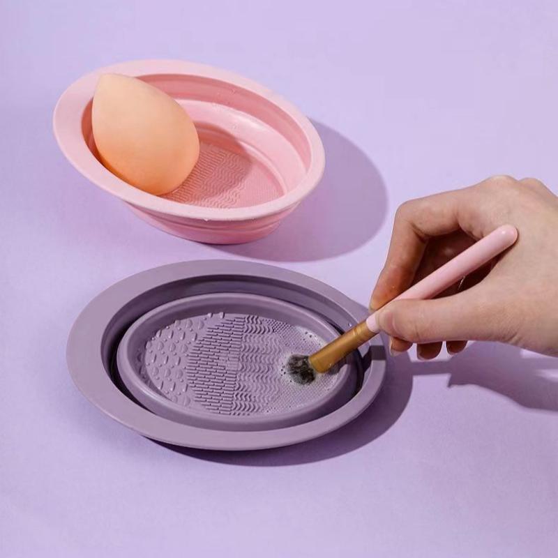 Folding Powder Puff Cleaning B - Beauty Makeup Background reseña y precio