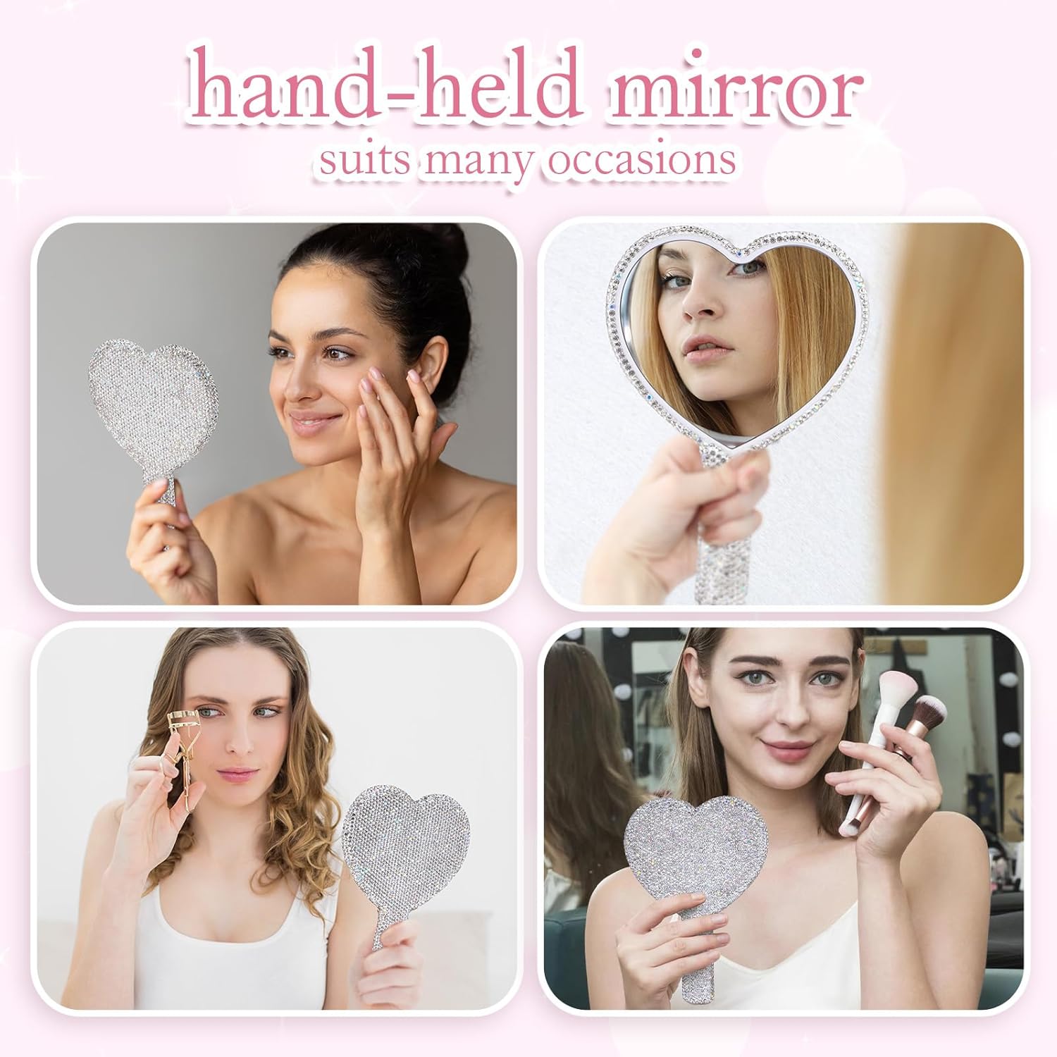 Diamond Handheld Makeup Mirror - Beauty Love Makeup reseña y precio