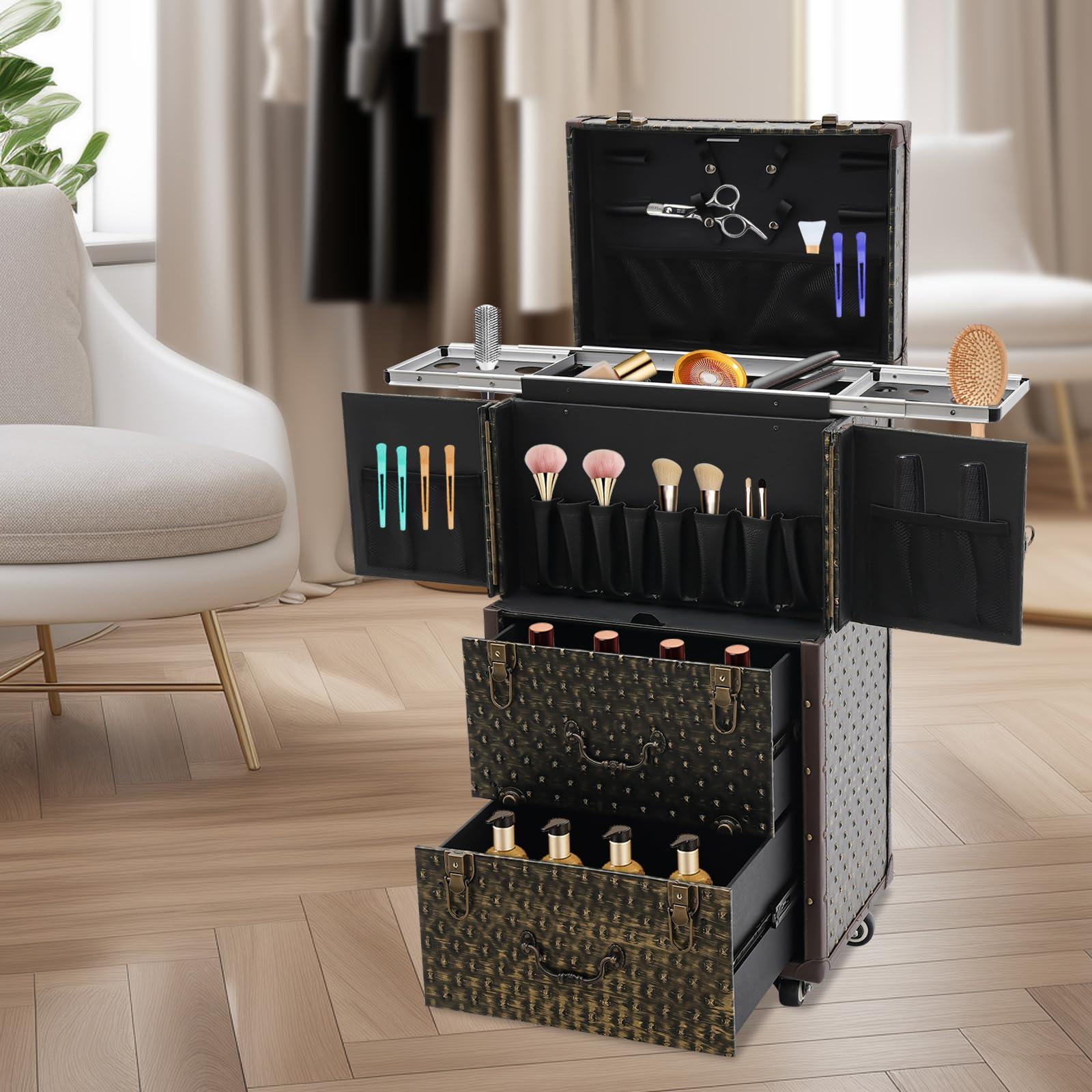 Rolling Lockable Makeup Train  - Beauty Makeup Trolley reseña y precio