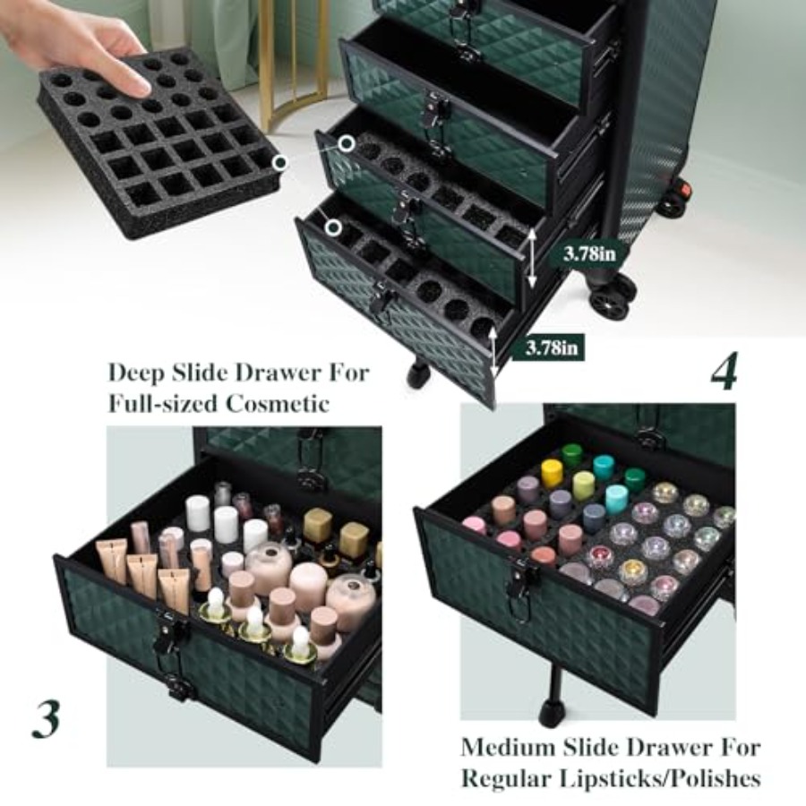 Nail Salon Cart with 4 Drawers - Beauty For You Makeup reseña y precio