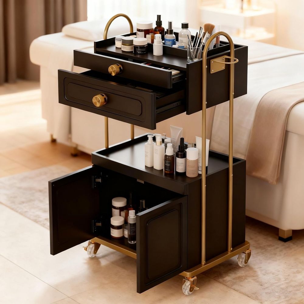 Trolley Cart with Lockable Whe - Beauty Makeup Trolley reseña y precio