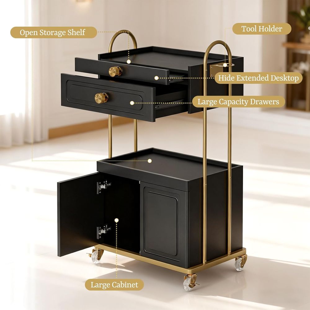 Trolley Cart with Lockable Whe - Beauty Makeup Trolley reseña y precio