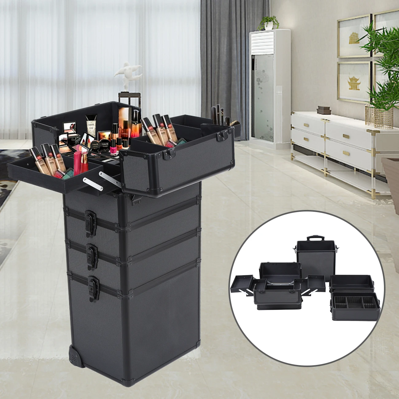 -4 In 1 Trolley Make Up Case H - Beauty Makeup Trolley reseña y precio