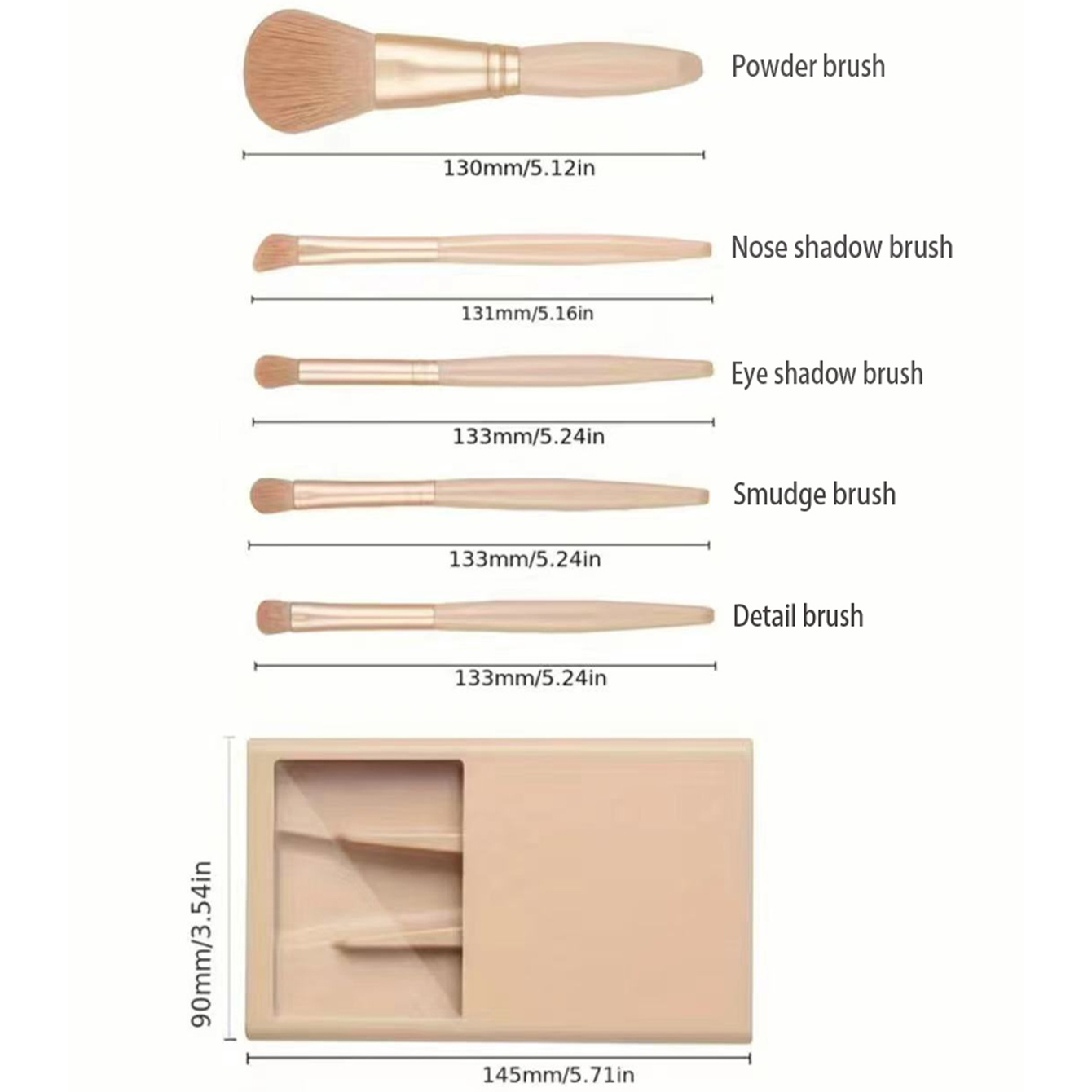 5pcs Cosmetic Brush Kit With M - Beauty Makeup Kit reseña y precio