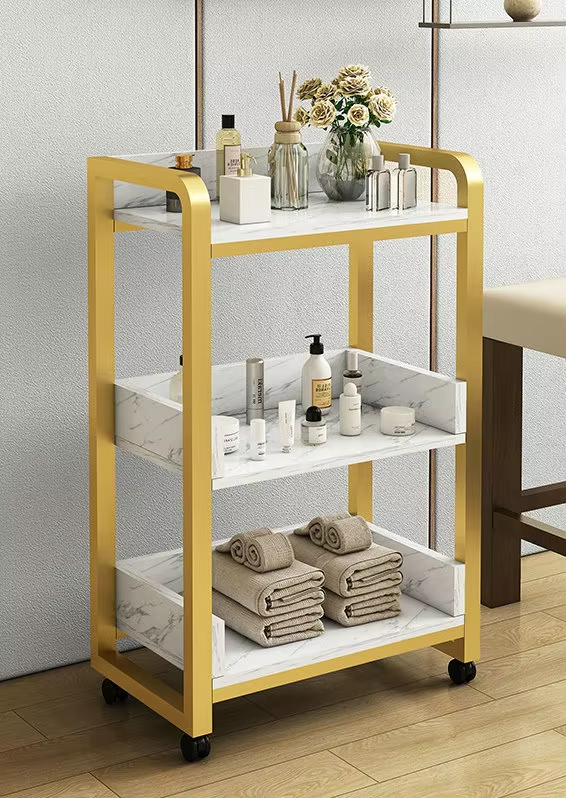 Modern Gold White Salon Trolle - Beauty Makeup Trolley reseña y precio