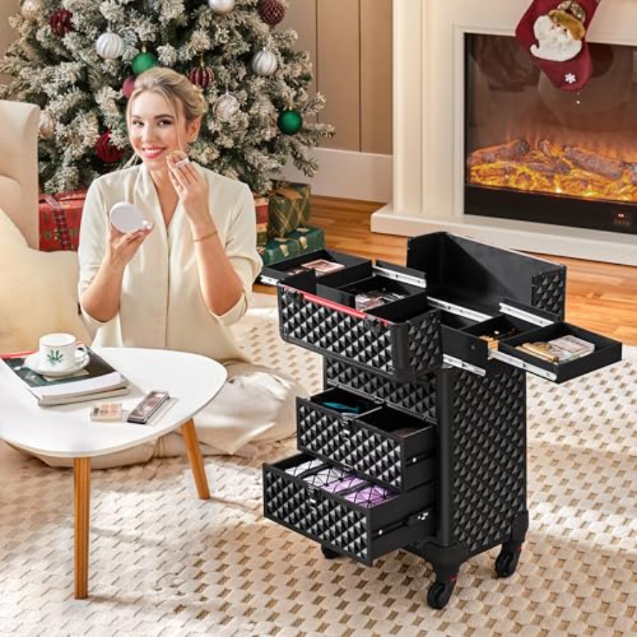 Rolling Makeup Train Case with - Beauty For You Makeup reseña y precio