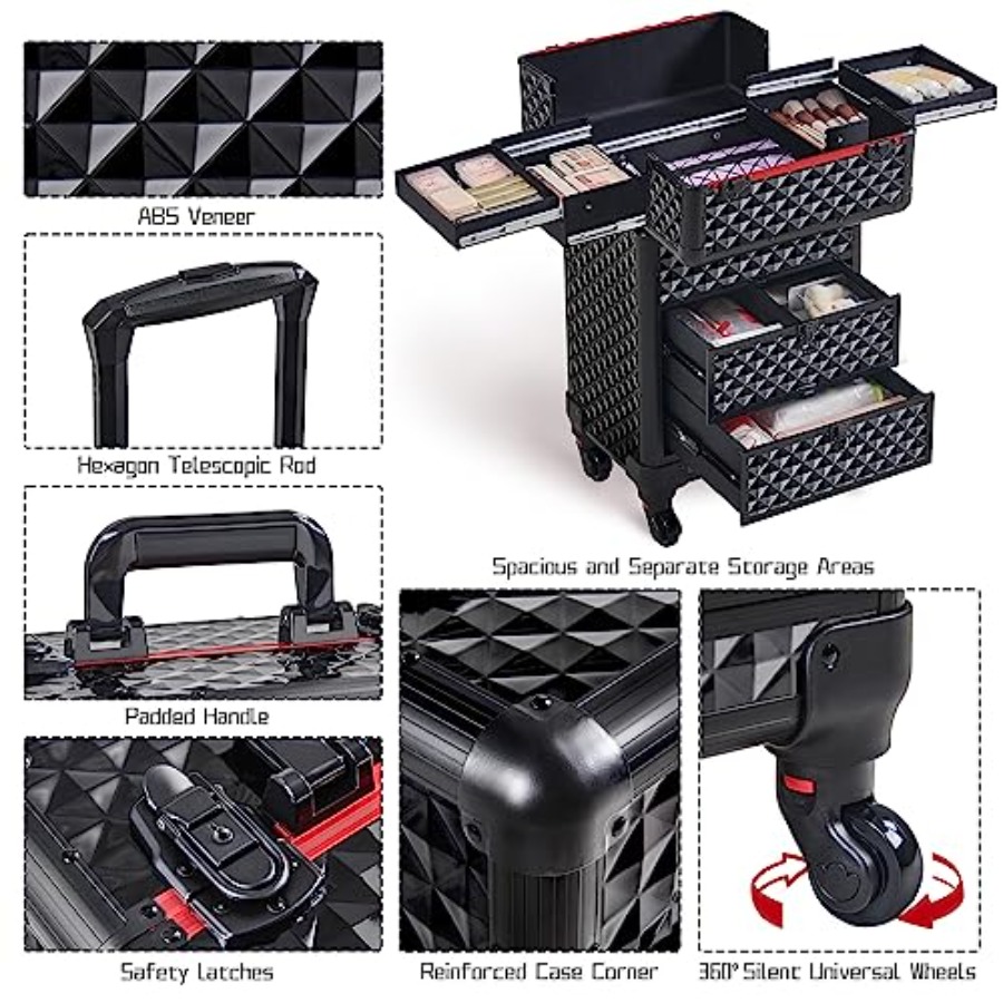 Rolling Makeup Train Case with - Beauty For You Makeup reseña y precio