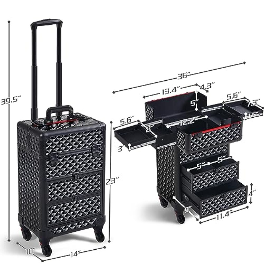Rolling Makeup Train Case with - Beauty For You Makeup reseña y precio